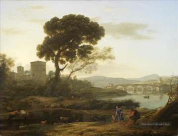 Paysage avec des bergers Le Pont Molle Claude Lorrain Peinture à l'huile